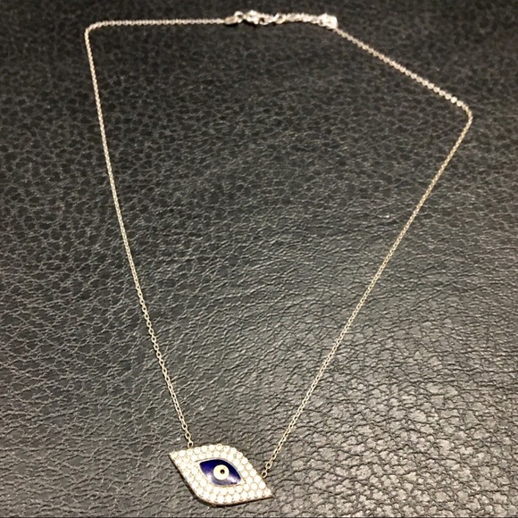 Sterling Silver, Evil Eye🧿 Necklace, w/ Crystals - Picture 2 of 8
